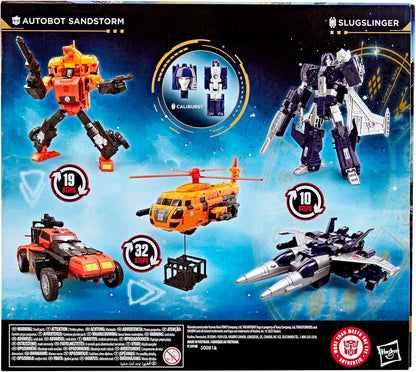 Transformers Age of the Primes Wreck 'n Doom Collection 2-Pack, 7.5-Inch Autobot Sandstorm and 5.5-Inch Slugslinger