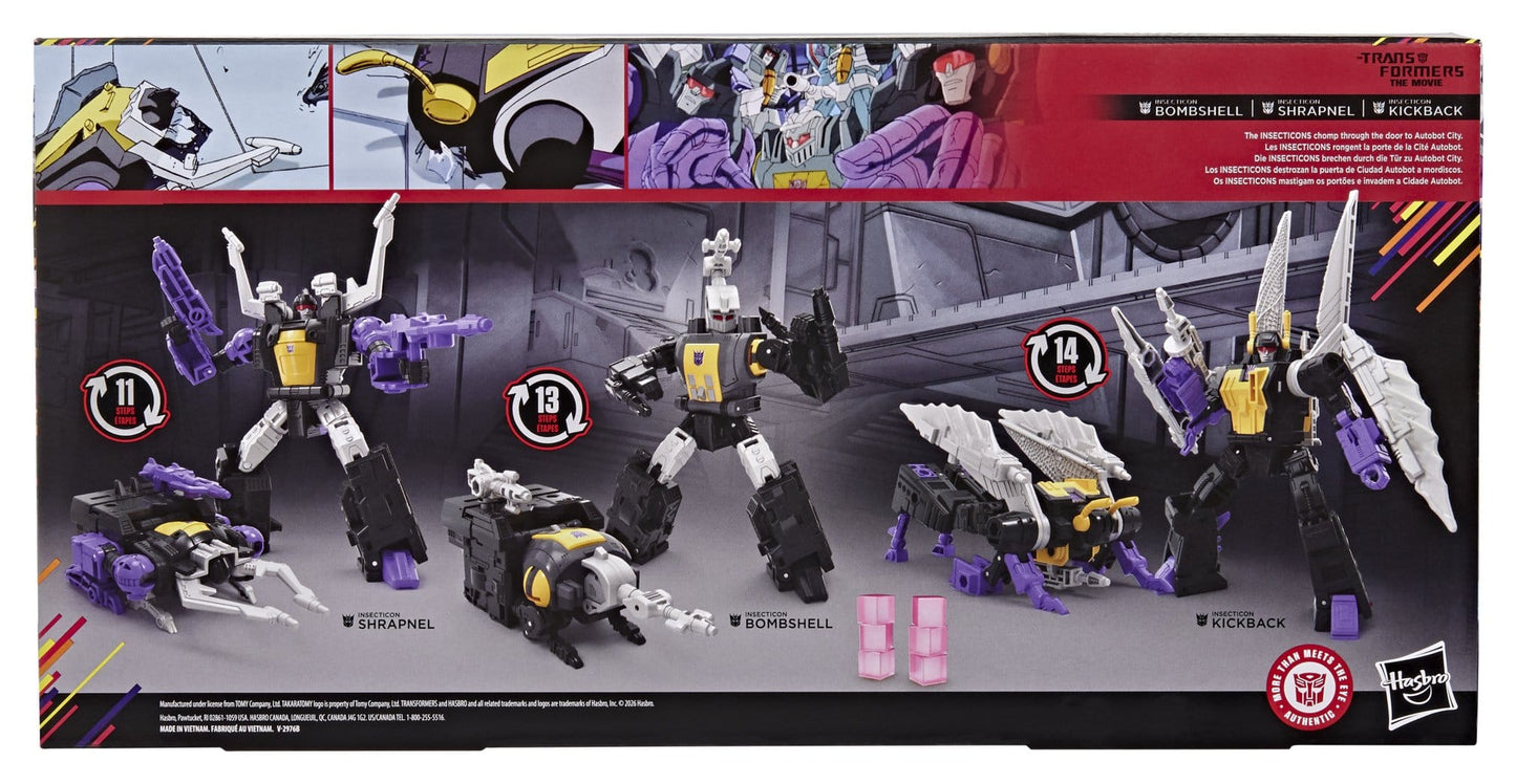 The Transformers The Movie Studio Series Deluxe Class Action Figure 3-Pack Insecticon Bombshell, Shrapnel & Kickback